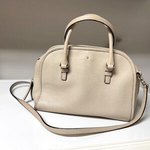 Kate Spade New York Womens Bayley Satchel Handbag Beige Detachable Strap